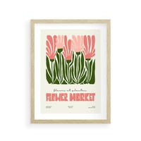 Plakat w ramie 30x40 - Symfonia Kolorowych Kształtów - nowoczesna grafika, kwiatowa kompozycja - rama drewno