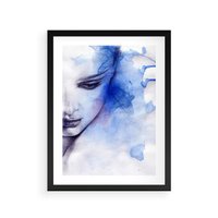 Plakat w ramie 30x40 - Graficzna magia kobiecej twarzy - grafika, kobieta - rama czarna