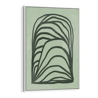 Obraz w ramie 70x100 - Zielonkawy Uścisk Natury - abstrakcyjny zielony motyw, skandynawski design - rama biała