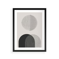 Plakat w ramie 30x40 - Przenikająca Rzeczywistość - abstrakcyjna kompozycja, okręgi i półokręgi - rama czarna