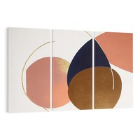 Obraz na płótnie 120x80 - Pudrowe Kreacje - abstrakcyjne plamy koła złote linie modern art