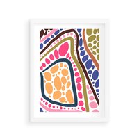 Plakat w ramie 30x40 - Migocące Tęczowe Widzenia - kolorowe wzory, tęczowe żywe kolory - rama biała