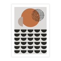 Plakat bez ramy 40x50 - Geometryczna Ekspresja - geometryczny graficzny obraz, pomarańczowe koło