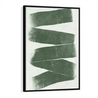 Obraz w ramie 70x100 - Zielone Refleksje - abstrakcja, zgaszony zielony kolor - rama czarna
