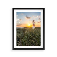 Plakat w ramie 40x50 - Magia latarni przy zachodzie - latarnia, zachód - rama czarna