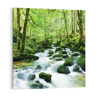 Obraz na płótnie 40x40 - Spokój Wodospadu: Las i Drzewa - wodospad, las