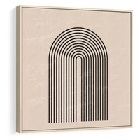 Obraz w ramie 50x50 - Migocące Echa - abstrakcyjne linie, geometria - rama drewno