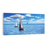 Obraz na płótnie 120x60 - Łódki na morzu i niebo - łódki, morze