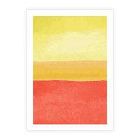 Plakat bez ramy 40x50 - Rozmyte Odbicia - kolorowe akwarelowe pasy, odcienie żółci i czerwieni