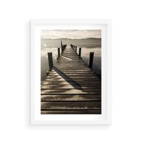 Plakat w ramie 40x50 - Pomost nad jeziorem - pomost, jezioro - rama biała
