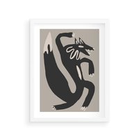 Plakat w ramie 40x50 - Strukturalne Odbicia Północy - skandynawska sztuka, lis - rama biała