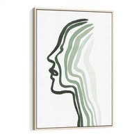 Obraz w ramie 80x120 - Zielony Profil - abstrakcja, zielony portret z profilu - rama drewno