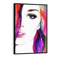 Obraz w ramie 70x100 - Kobieta Twarz Abstrakcja - kobieta, twarz - rama czarna