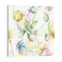 Obraz na płótnie 40x40 - Delikatne Kolory - akwarelowe, kwiaty
