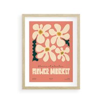 Plakat w ramie 50x70 - Szkicowane Kolorowe Uczucia - kwiatowa kompozycja, minimalizm - rama drewno