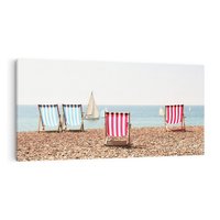 Obraz na płótnie 100x50 - Letnia retro bajka - fotografia, pasiaste leżaki