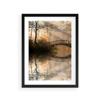 Plakat w ramie 50x70 - Romantyczny Mostek - mostek, romantyczny - rama czarna