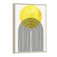 Obraz w ramie 80x120 - Słoneczne Odbicia - geometria, żółte koło - rama drewno