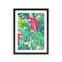 Plakat w ramie 30x40 - Egzotyczna Przygoda - tropikalne, liście - rama czarna