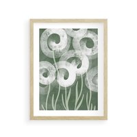 Plakat w ramie 30x40 - Spokojne Plamy Natury - zielony plakat, roślinne motywy - rama drewno