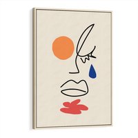 Obraz w ramie 70x100 - Impresje Plam - abstrakcyjny obraz, przypomina twarz - rama drewno