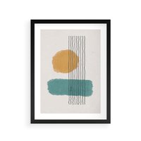 Plakat w ramie 30x40 - Wibracje Barw - abstrakcyjne akwarelowe plamy, nieregularne kreski - rama czarna