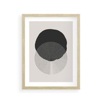 Plakat w ramie 50x70 - Boho Przenikanie Uroku - abstrakcyjna kompozycja, okręgi - rama drewno