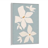 Obraz w ramie 80x120 - Błękit Kwiatów - kwiaty, nowoczesne i minimalistyczne - rama biała