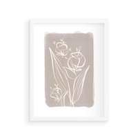 Plakat w ramie 40x50 - Pastelowe Nastroje - nowoczesny subtelny plakat, beżowy - rama biała