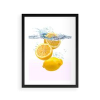 Plakat w ramie 40x50 - Świeże cytryny pełne smaku - cytryny, owoce - rama czarna
