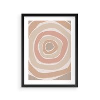 Plakat w ramie 30x40 - Roztopione Granice - abstakcyjne koła, delikatne odcienie beżu - rama czarna
