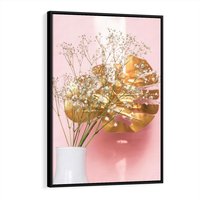 Obraz w ramie 70x100 - Blask Natury - złote, liście - rama czarna