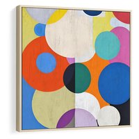 Obraz w ramie 80x80 - Tajemnicze Odbicia Czasu - abstrakcyjne geometryczne kształty, olejny obraz - rama drewno