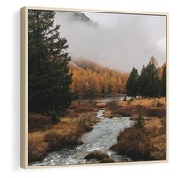 Obraz w ramie 80x80 - W Górskiej Dolinie - artystyczna fotografia, las - rama drewno