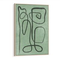 Obraz w ramie 80x120 - Zielone Wariacje w Liniach - abstrakcyjne zielone linie, skandynawski design - rama drewno