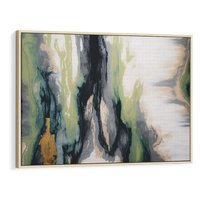 Obraz w ramie 100x70 - Sfumowane zmysły artysty - rozmyte kolory, zieleń - rama drewno