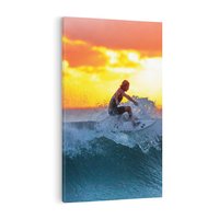 Obraz na płótnie 70x100 - Surfer na falach morza: Spotkanie z wolnością - surfer, surfing