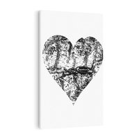Obraz na płótnie 70x100 - Drzewo Serca - czarne serce, tekstura jak kora drzewa