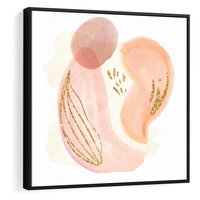 Obraz w ramie 50x50 - Impresje Przenikających Form - abstrakcyjne akwarelowe plamy, minimalizm - rama czarna