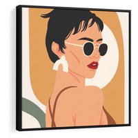 Obraz w ramie 50x50 - Kobieca Przenikliwość - nowoczesny plakat, styl retro - rama czarna
