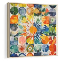 Obraz w ramie 80x80 - Rozkwitające Wzory Abstrakcji - abstrakcyjny obraz, mnogość kolorów - rama drewno