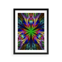 Plakat w ramie 40x50 - Witrażowa magia na płótnie - witraż, sztuka - rama czarna