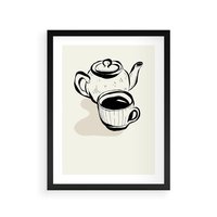 Plakat w ramie 30x40 - Kawa w Minimalistycznym Szkicu - grafika, szkic - rama czarna