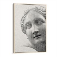 Obraz w ramie 80x120 - Szarość w Kamieniu - monochromatyczna marmurowa rzeźba, odcienie szarości - rama drewno