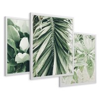 Zestaw obrazy w ramie 30x40 galeria - Liście, palma, monstera - rama biała