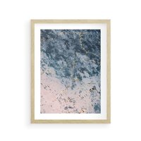 Plakat w ramie 40x50 - Elegancja i Wyrafinowanie - marmur, złoto - rama drewno