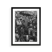 Plakat w ramie 30x40 - Kontrastujące miasto - miasto, biało - rama czarna