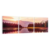 Obraz na płótnie 150x50 - Harmonia natury - góry, jezioro