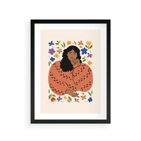 Plakat w ramie 40x50 - Rozplątane Emocje - nowoczesny plakat, kobieta otoczona kwiatami - rama czarna