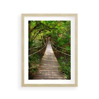 Plakat w ramie 50x70 - Przez Dżunglę - most, linowy - rama drewno